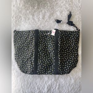 VS PINK Floral Zip Top Travel Tote Bag